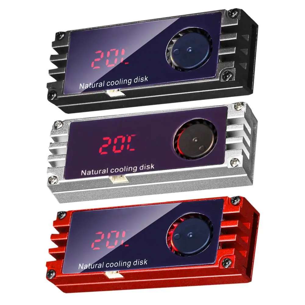 

New M2 SSD Heatsink Cooling Fan Aluminum Alloy Heat Dissipation OLED Temperature Display Radiator Cooler For M.2 2280 NVME SSD