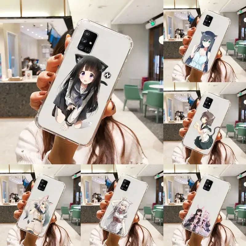

Cute cat girl sweetheart Phone Case Transparent For Samsung S A M J 21 20 50 30 60 5 7 51 71 90 11 10 J710 e p PLUS Prime 5G