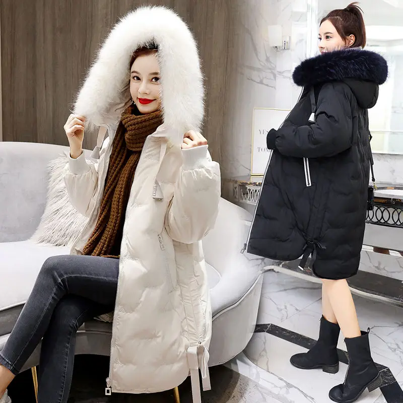 Korean hooded down jacket Women's Mid-length 2020 new fashion loose age-reducing down jacket