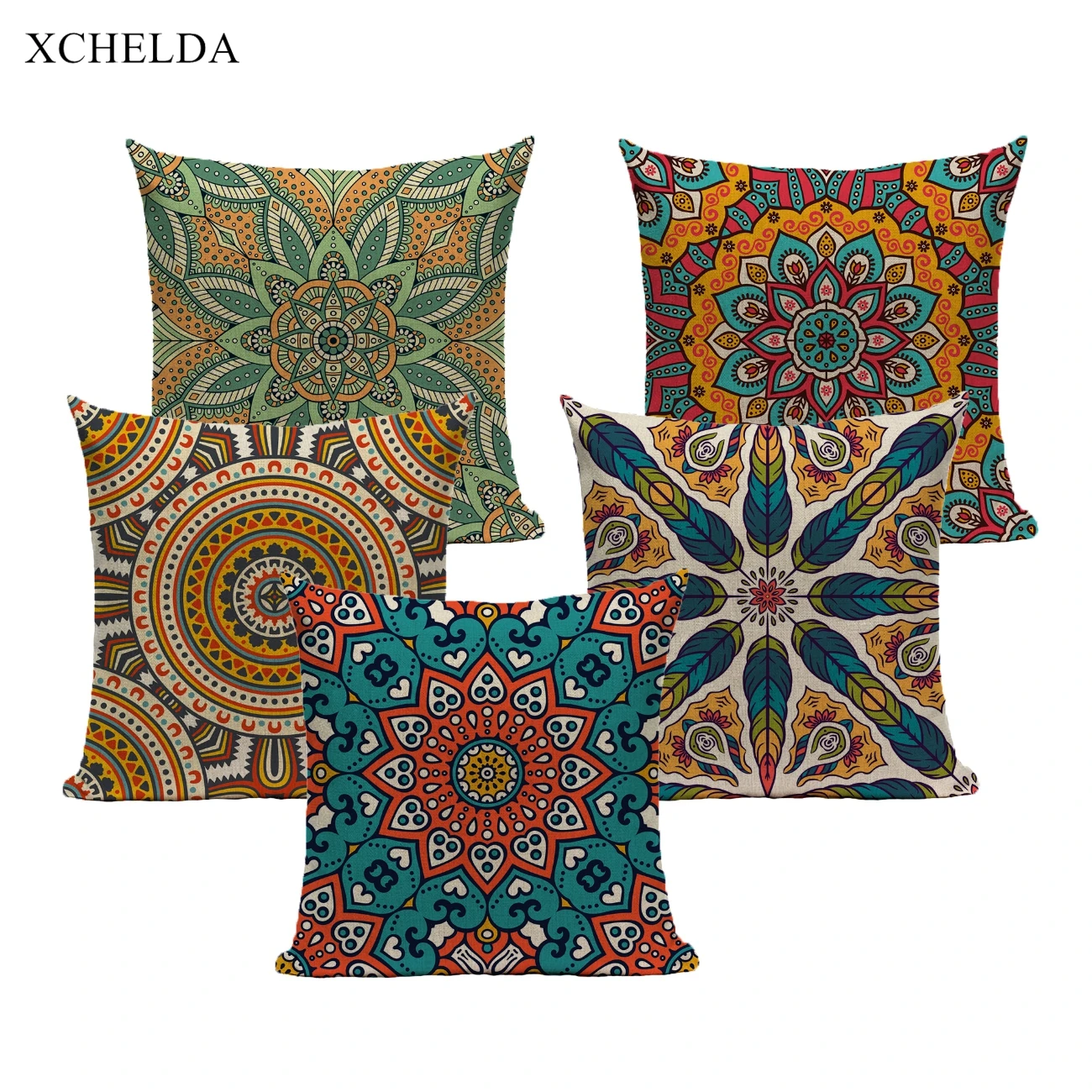 Mandala Linen Cushion Cover Vintage Home Decor Throw Pillow Case Boho Decorative Pillowcase 45*45 40x40cm Gothic Outdoor Sofa