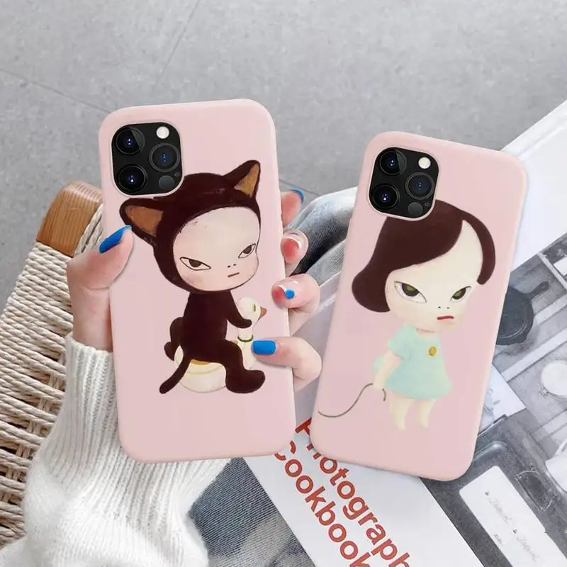 

Yoshitomo Nara art girl Phone Case Soft Solid Color for iPhone 11 12 13 mini pro XS MAX 8 7 6 6S Plus X XR