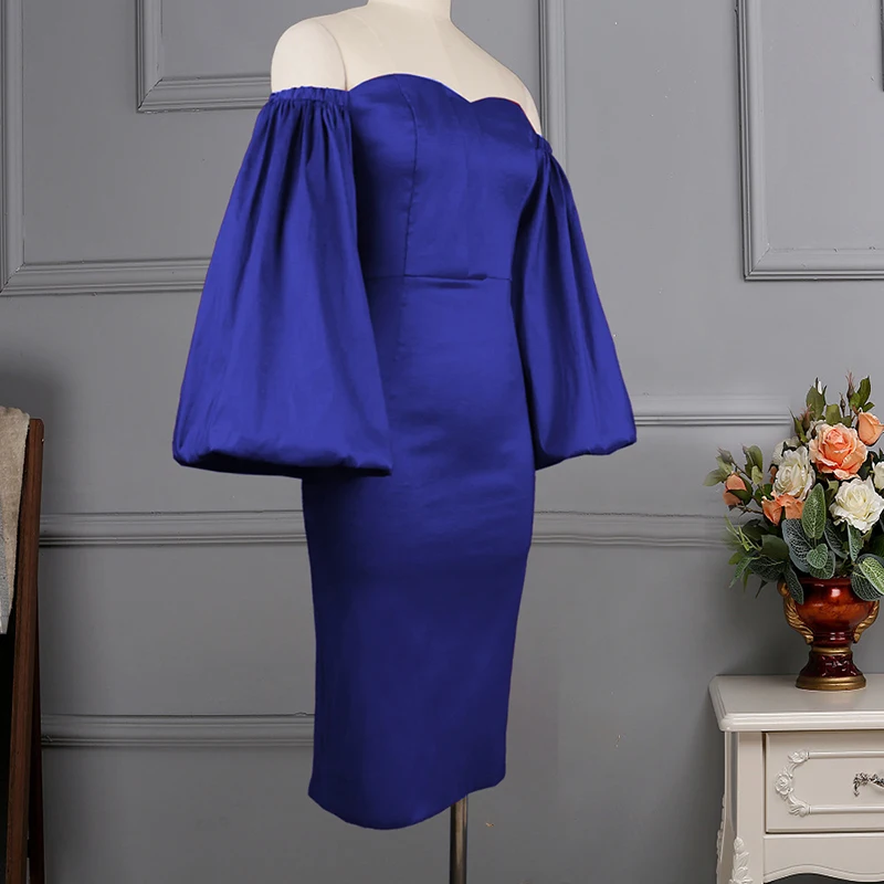 

Summer Sexy Off Shoulder Women Dress European Style Lantern Sleeve Package Hip Dress Fashion High Waist Plus Size Women Vestidos