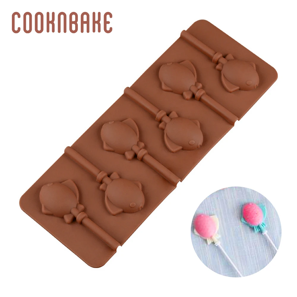 COOKNBAKE рыба силиконовая форма для леденцов с палкой конфет шоколада 6 полости торт