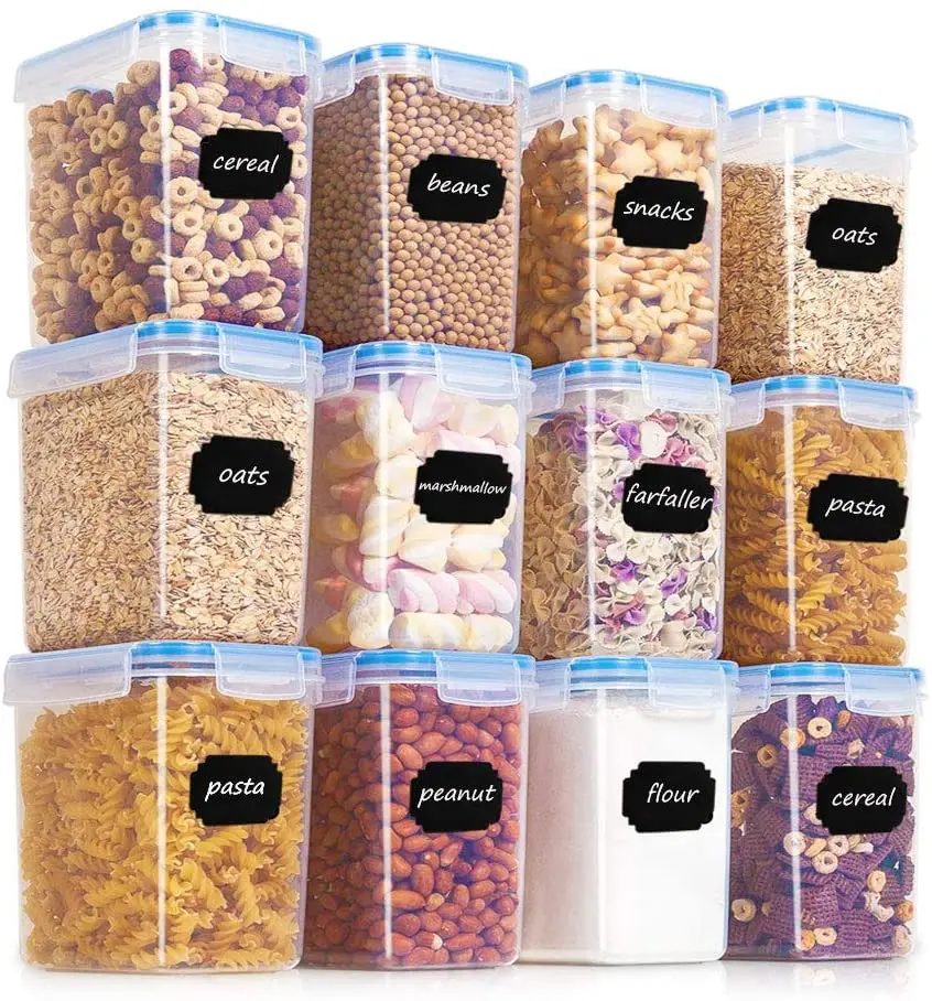 

12 PCS Food Storage Containers 1.6L Include 32 Labels-Sealed storage without BPA-PP Plastic&Silicone Seal Ring-Reusable