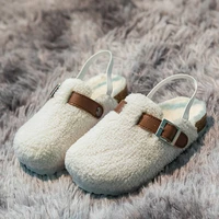 kids fuzzy slippers boys girls fur slides indoor shoes warm house children non slip casual floor shoes plush slippers winter