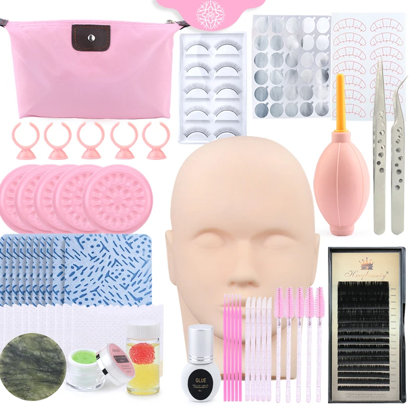 

Beginner False Eyelash Grafting Set Silicone Mannequin Model Head Eye Pad Tweezers Eyelash Extension Training Kit Makeup Tools