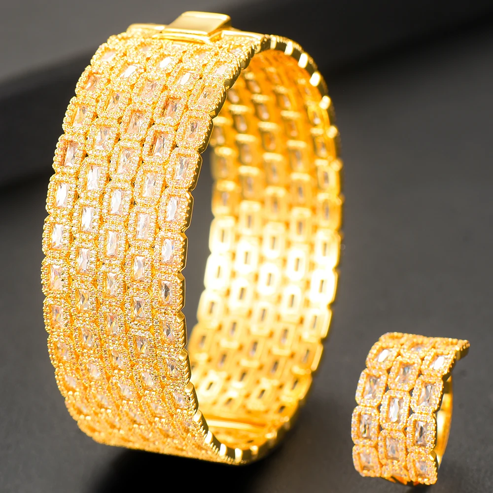 Набор женских ювелирных украшений GODKI роскошный браслет и кольцо в стиле