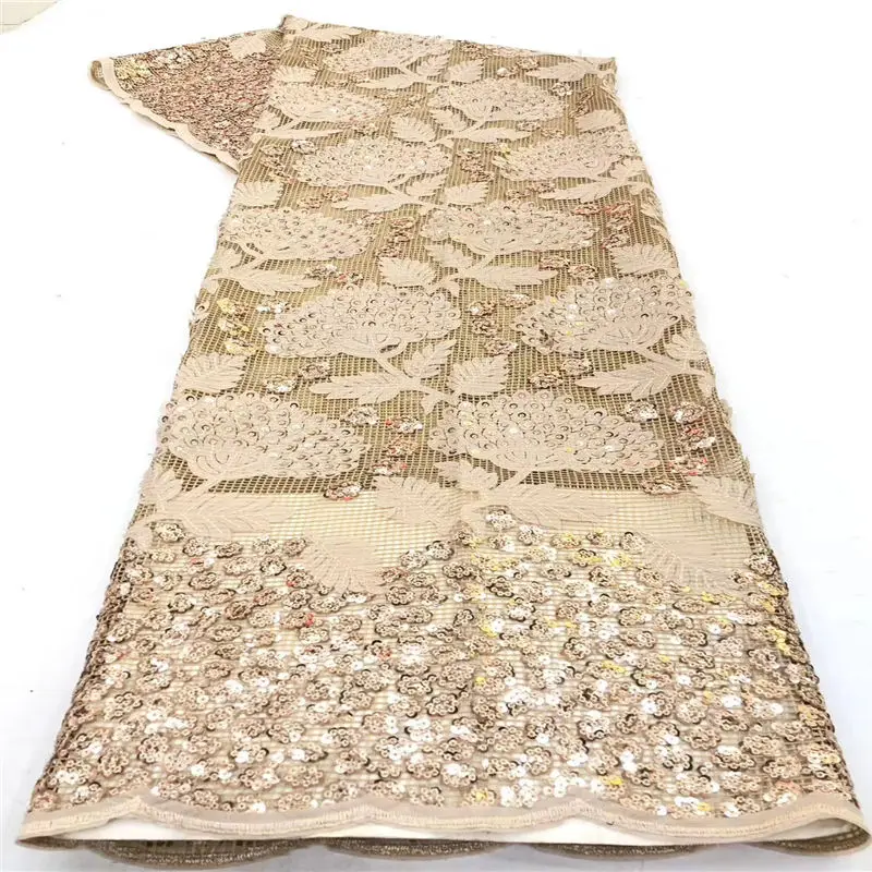 

2020 High Quality African Tulle Lace Fabric With Sequins Embroidered French Nigerian Net Lace Fabric for Wedding Dress 5Yards