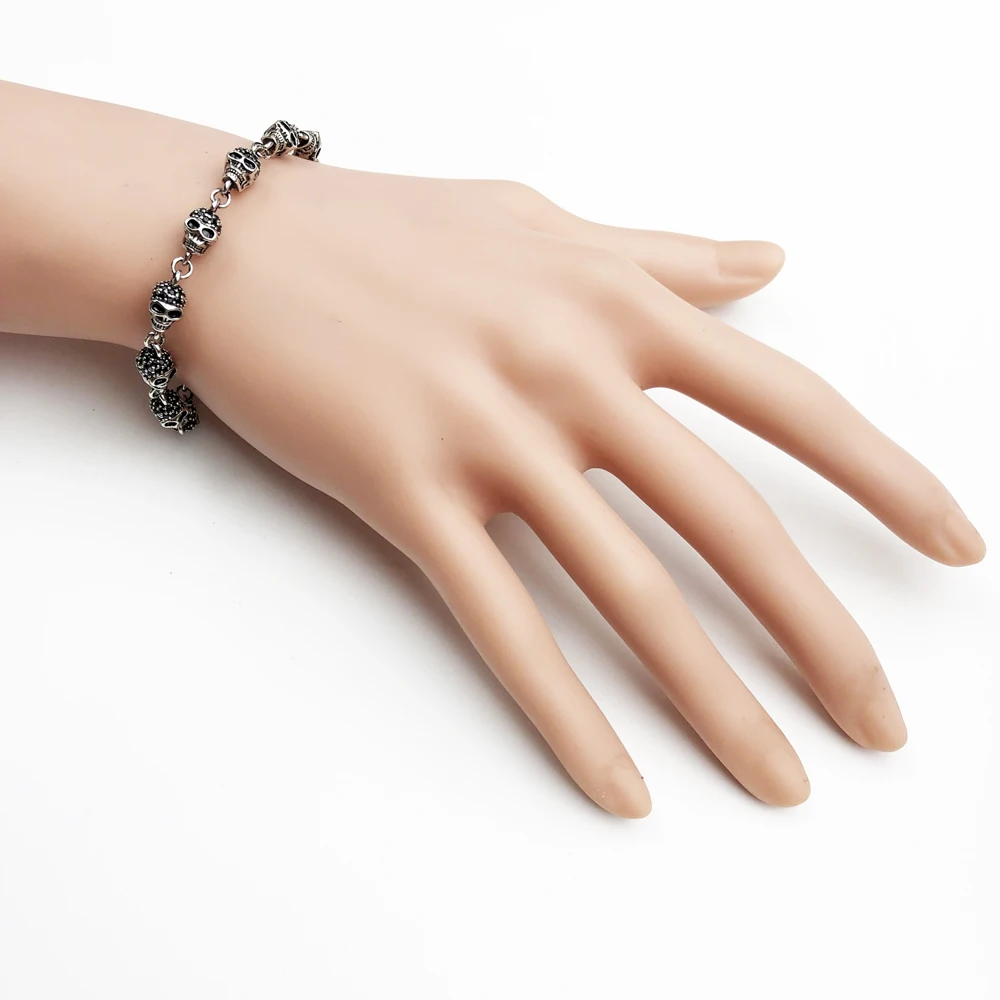 Link Bracelet Skulls Pave 2019 Fashion Jewelry 925 Sterling Silver Unisex Filigree Gift For Men Women Give Mysterious Aura | Украшения и