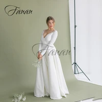 simple v neck long sleeve a line wedding dresses lace appliques beading plus size bridal gown robe de mari%c3%a9e vestido de noiva