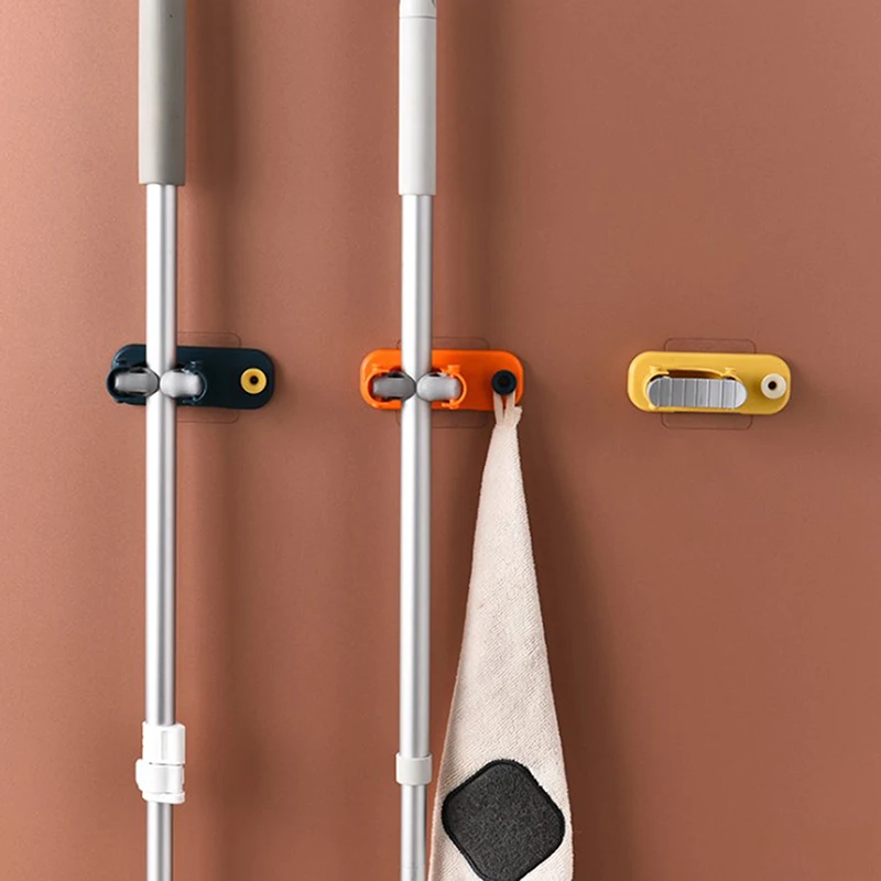 

2 In 1 Multi-functional Broom Holder Wall Mounted Broom Holder Tool Plastic Mop Holder Bathroom Kitchen Storage