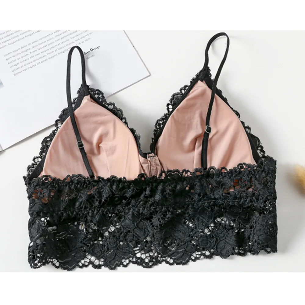 Женский однотонный бюстгальтер без косточек черный белый кружевной нижнее белье сексуальный бесшовное