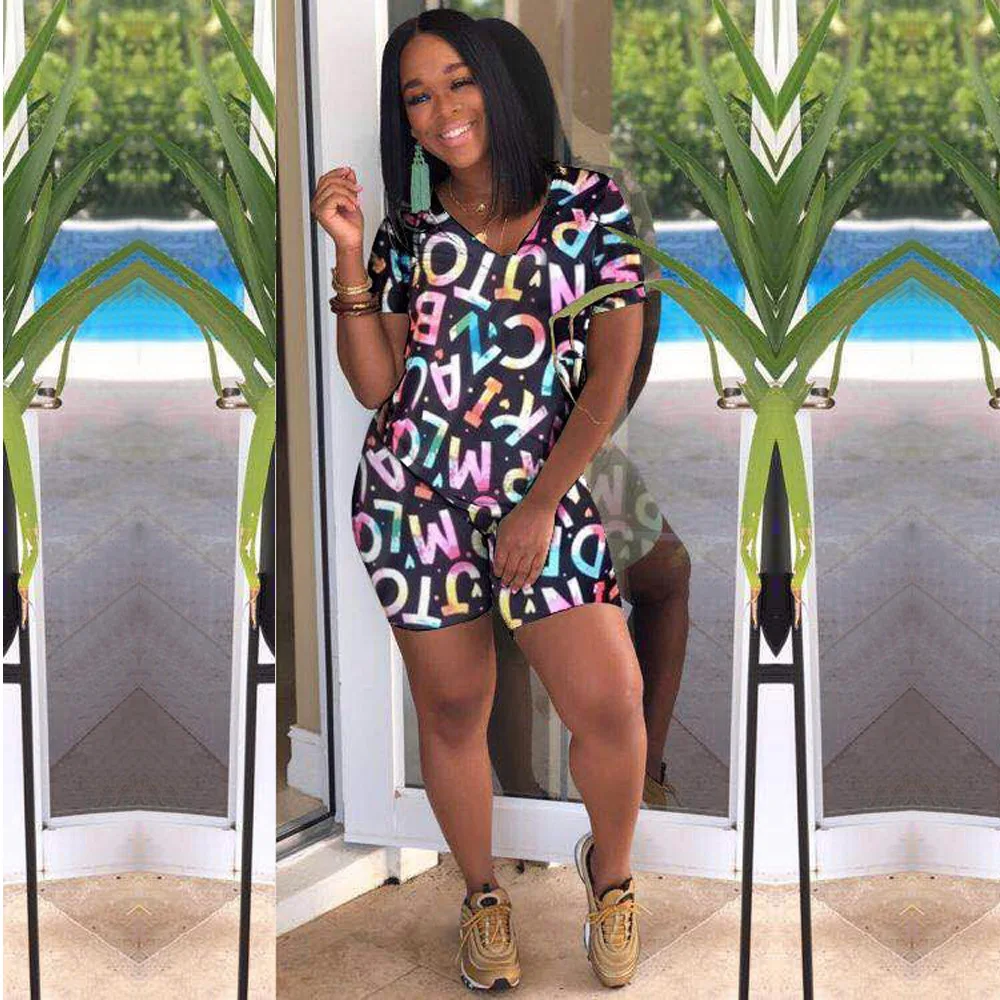 Женский повседневный комплект с буквенным соединением v образным вырезом