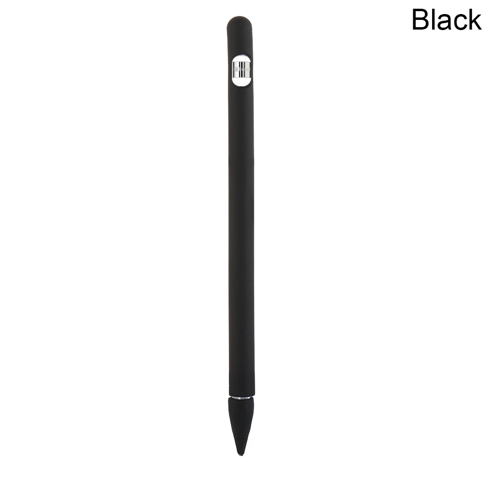1 шт. мягкий силиконовый совместимый для Apple Pencil чехол совместимый для iPad Tablet Стилус защитный чехол - Цвета: Черный