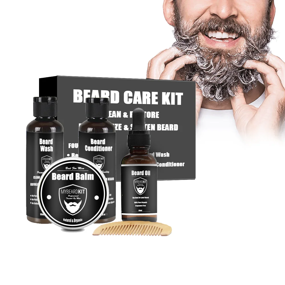 

Beard Care Kit For Men Beard Shampoo & Grooming Set For Facial Hair Growth With Conditioner Oil Balm &Comb Mustache Clean&Wash