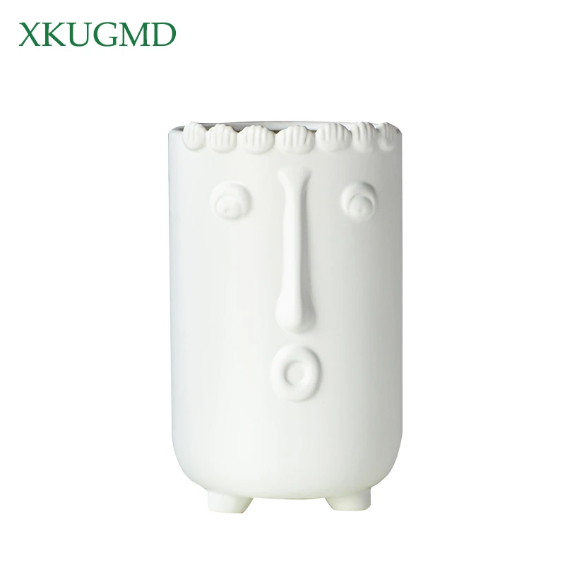 

HOT SELLING NEW NORDIC CERAMIC VASE HUMAN FACE MODERN ABSTRACT HYDROPONIC FLOWER ARRANGEMENT CONTAINER HOME DECORATION ORNAMENTS