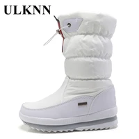 ulknn winter girls snow boots fashion solid color thicken plush cotton boots waterproof long boots non slip keep warm kids boys