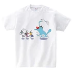Детская футболка с коротким рукавом Oggy и тараканов, дышащая футболка из чистого хлопка для мальчиков и девочек, летняя детская футболка