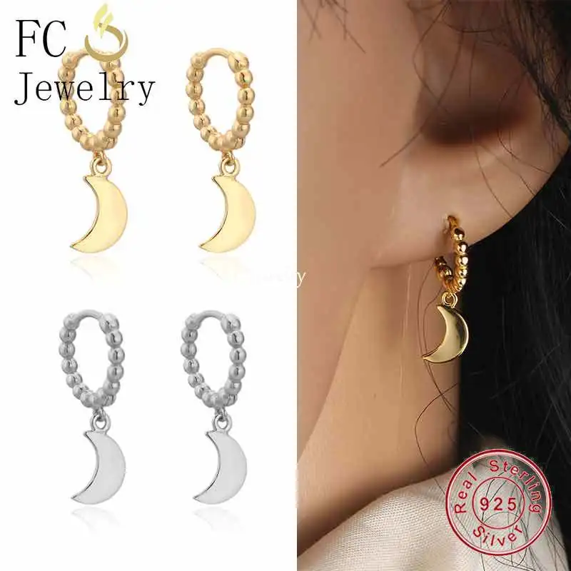 

Женские серьги-кольца, серебряные гладкие серьги-кольца в форме Луны, подарок на день Святого Валентина, 2022