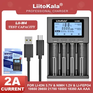 liitokala lii m4 18650 charger lcd display universal smart charger test capacity for 26650 18650 21700 18500 aa aaa etc 4slot free global shipping