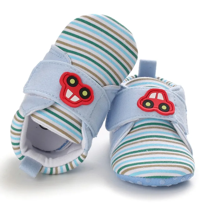 

2019 Striped Baby Boys Baby Girls Shoes Lovely Car Print Infant First Walkers Cute Soft Sole Toddler Baby Shoes