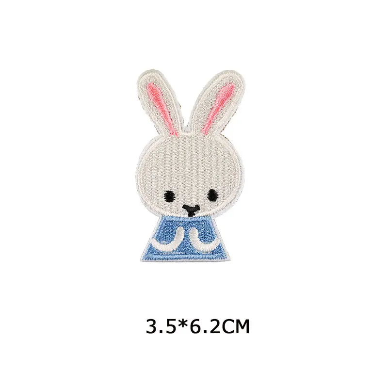 Нашивки с вышивкой в виде белого кролика Термотрансферная аппликация нашивка