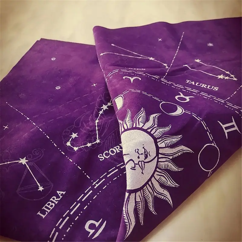 

12 Constellations Tarot Card Tablecloth Board Game Velvet Divination Altar Cloth Oracle Cards Tarot Deck Witchcraft Supplies