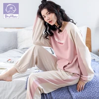 100 cotton pajamas set women long sleeve cartoon graphic autumn and winter home wear set kawaii pajama sleepwear plus size