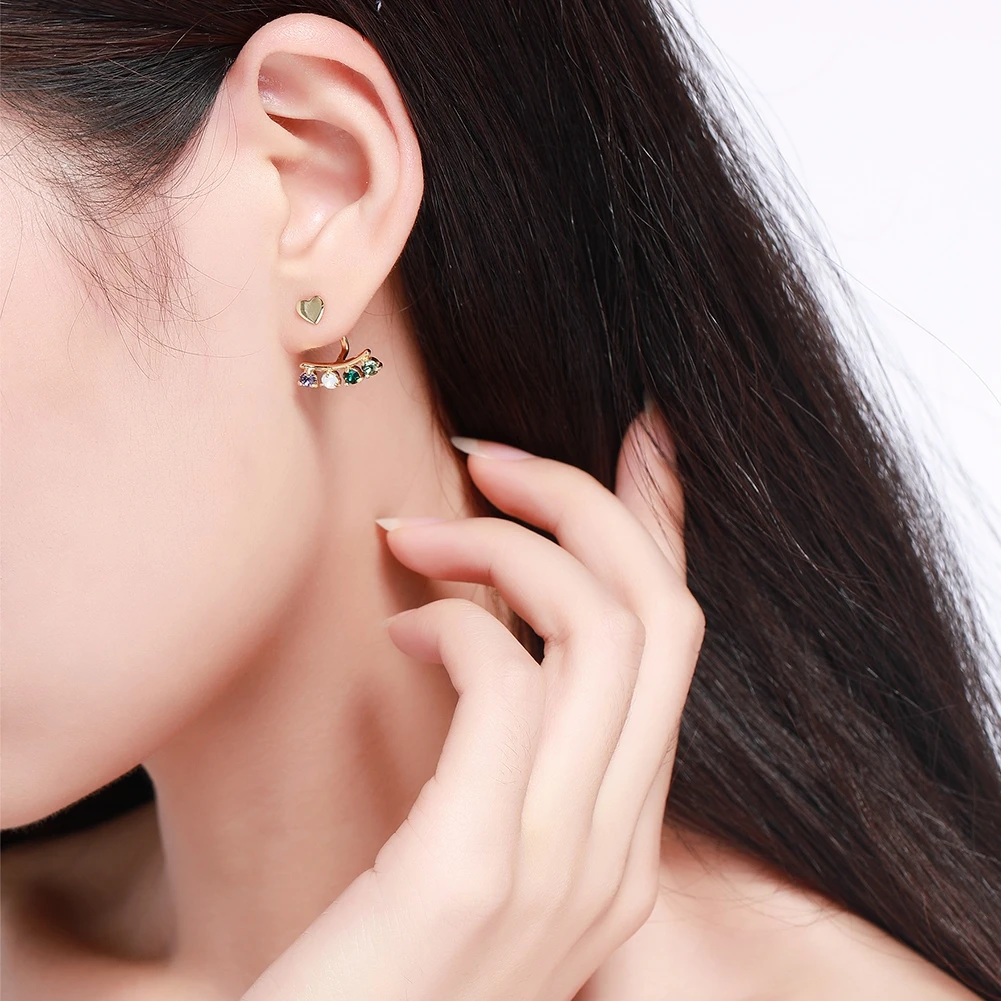 

ZEMIOR 925 Sterling Silver Women's Stud Earrings Geometric Irregular Multicolor Austria Crystal Female Earring Fine Jewelry