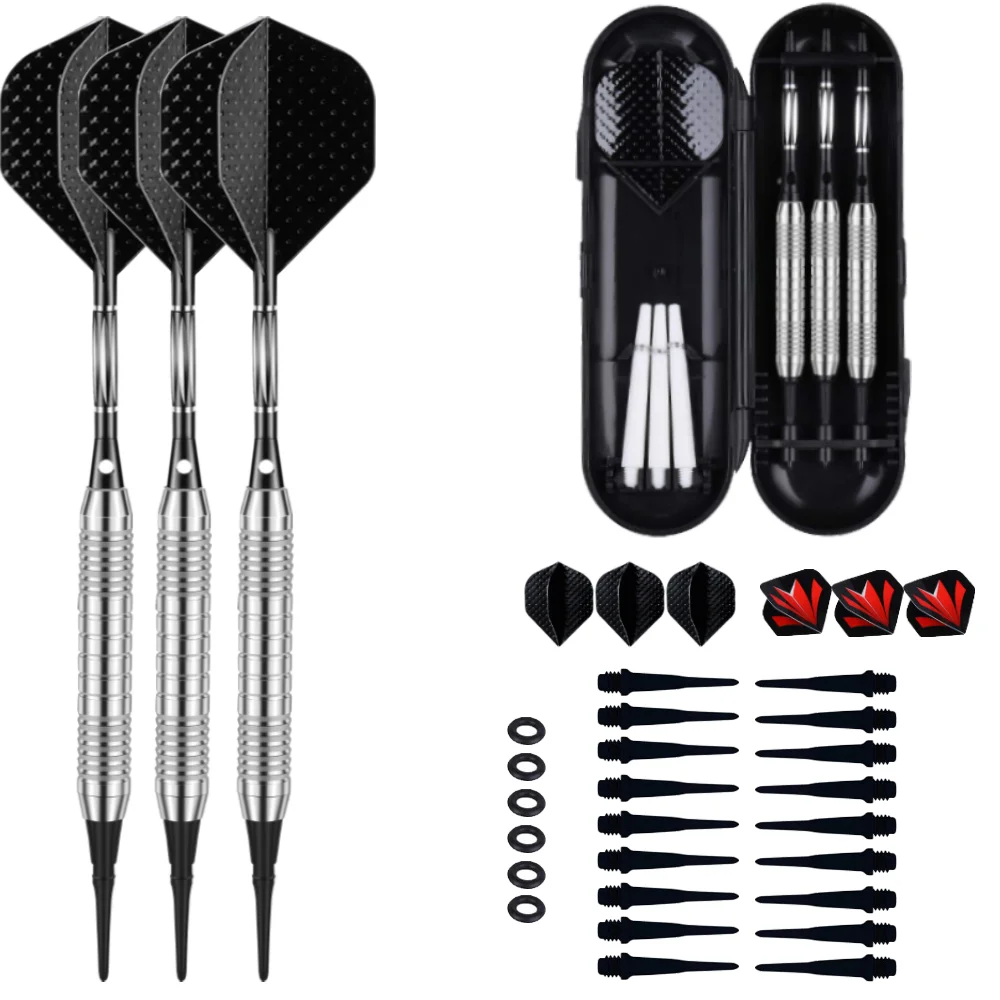 18 г профессиональный мягкий наконечник Дартс набор с Чехол черный и фиолетовый
