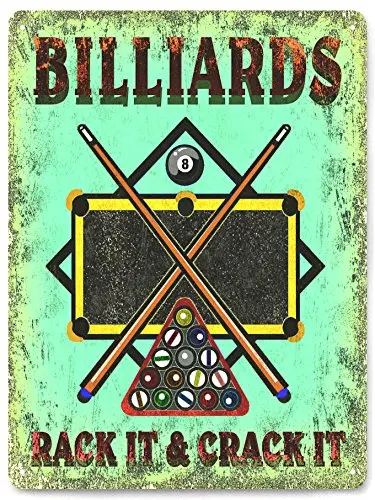 

Billards Pool Table Metal Sign Chalk Stick / Mancave Vintage Style Game Room Wall Decor