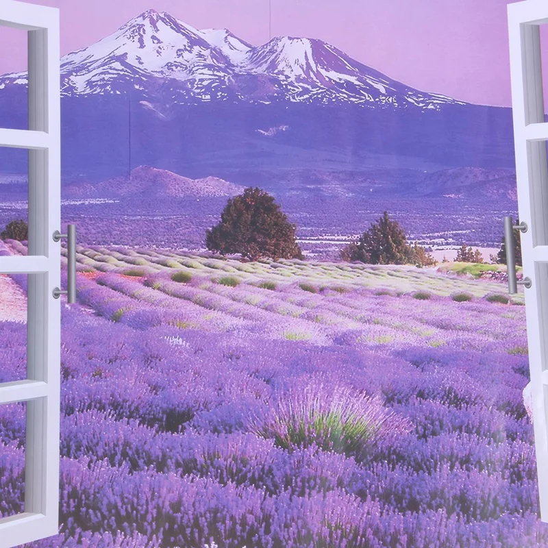 New-AY9234B Large Lavender Mountain 3D Window Scene View Removable Wall Sticker Decal | Дом и сад