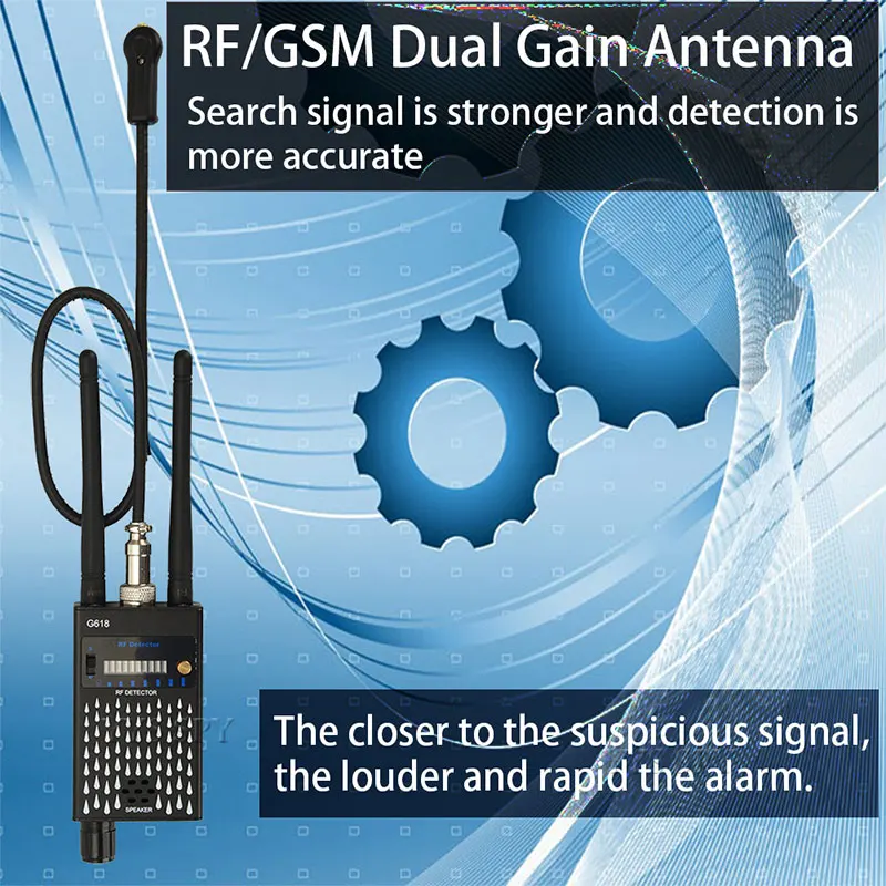 dual antenna anti spy detector g618g618a rf signal finder for gsm bug gps magnet tracker wireless hidden camera eavesdropping free global shipping