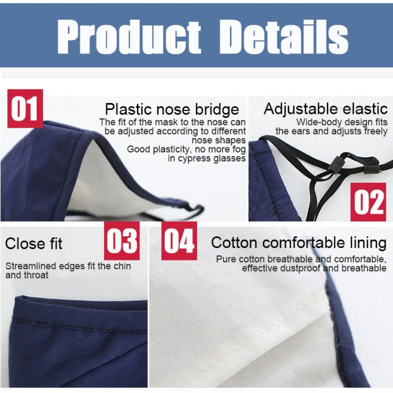 

Reusable Cotton Mouth Face Mask Cover Respirator Anti-Dust + PM2.5 Mask Filter Face Mask Half Anti Dust Pollution