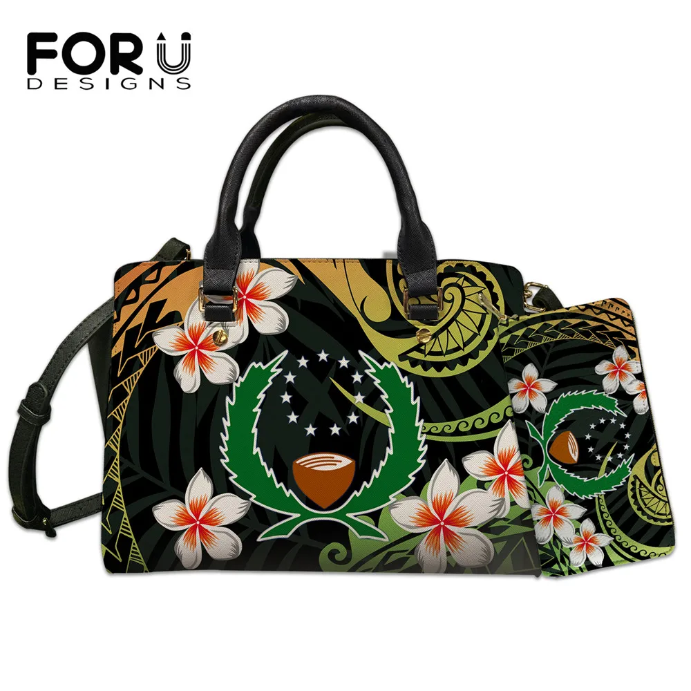 

FORUDESIGNS Polynesian Tribe Shoulder Bags Women Samoa With Plumeria Print Pu Leather Handbags Casual Tote Bag Sac De Luxe Femme