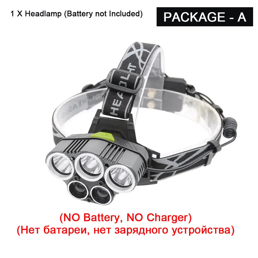 Package A USB Перезаряжаемый светодиодный налобный фонарь 3 белый+ 2 синий светильник водонепроницаемый светодиодный налобный светильник для рыбалки с 18650 батареей - Испускаемый цвет: Package A