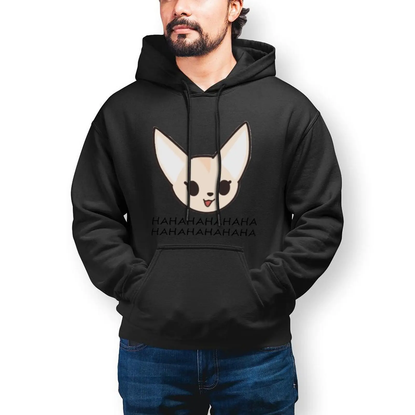 

Retsuko мужские толстовки Fenneko Haha хлопковая толстовка популярная уличная одежда длинный пуловер Толстовка мужская XXXL Зима