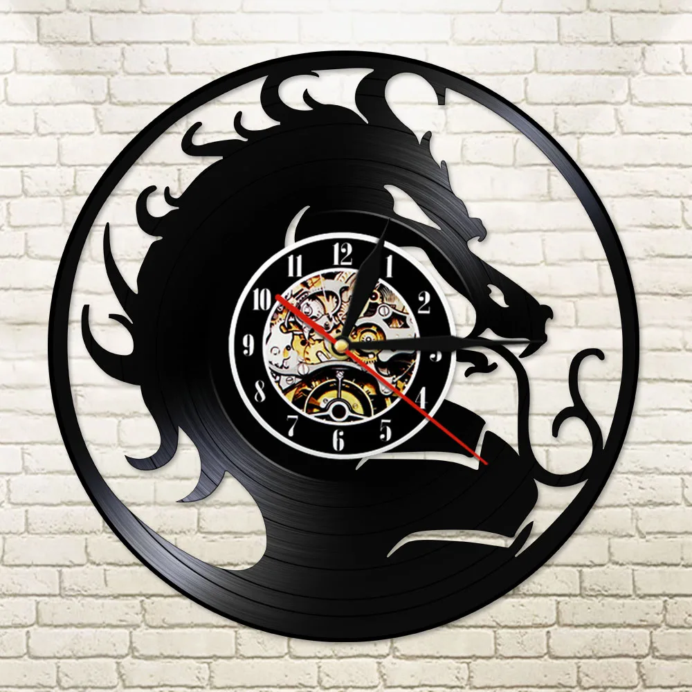 Настенные часы с изображением злого дракона тихие готические украшения для дома