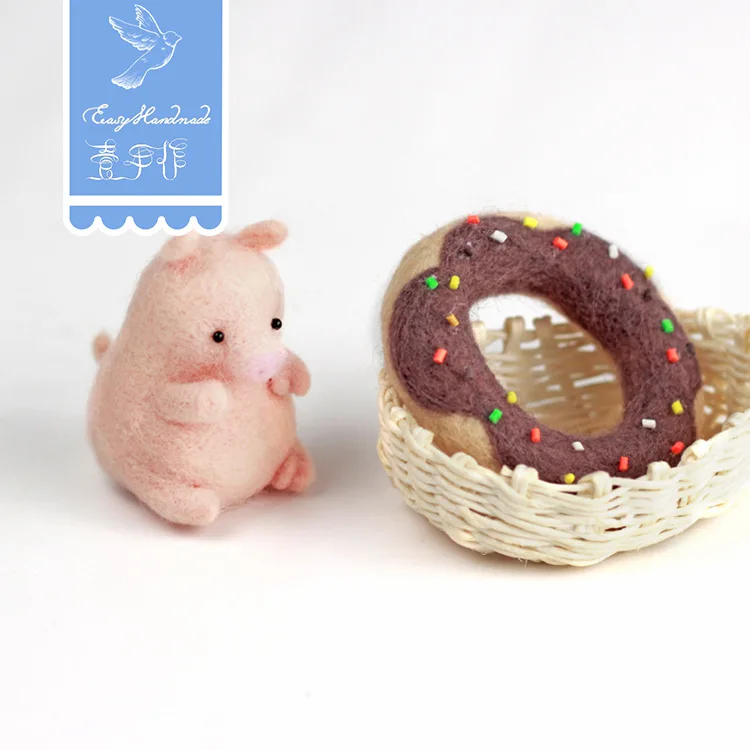 Easyhandmade милые свиньи и пончики Шерсть Войлок DIY упаковка декоративный войлок