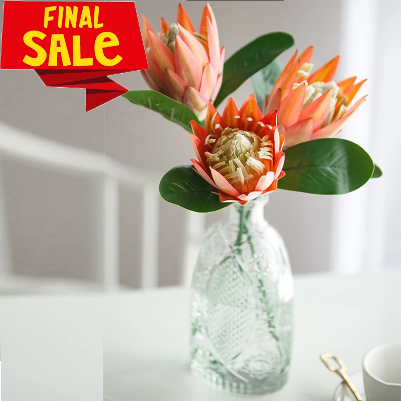 

King Protea Artificial Silk Flowers DIY Flower Arrangement Fake Emperor Flowers Home Party Wedding Table Decoration Beautiful