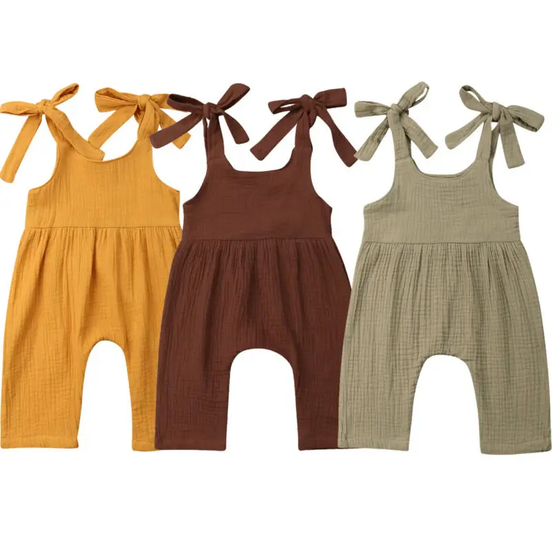 

Newborn Cute Baby Girl Sling Cotton Off Shoulder Jumpsuit Leotard Jumpsuit Set Sunsuit 0-24 M