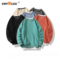 covrlge autumn long sleeved mens hoodie trend bottoming pullover cross border candy color top round neck sweatshirt male mww333