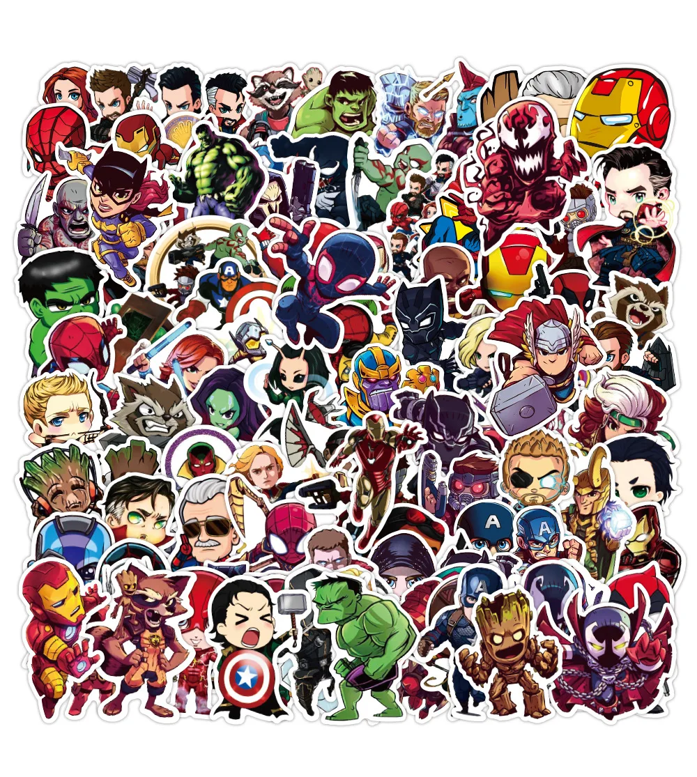 50pc Kid Toy Cartoon Marvels Stickers Cool The Avengers Waterproof Sticker Luggage Skateboard Guitar Laptop Stikers | Игрушки и хобби