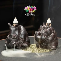 animal series incense burners rhino hippo smoke waterfall ceramic decorations backflow incense burner christmas home decoration