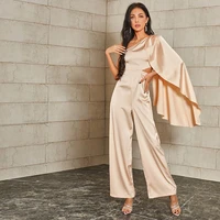 new style 2022 high quality satin women jumpsuit sexy one shoulder wide leg trousers suit