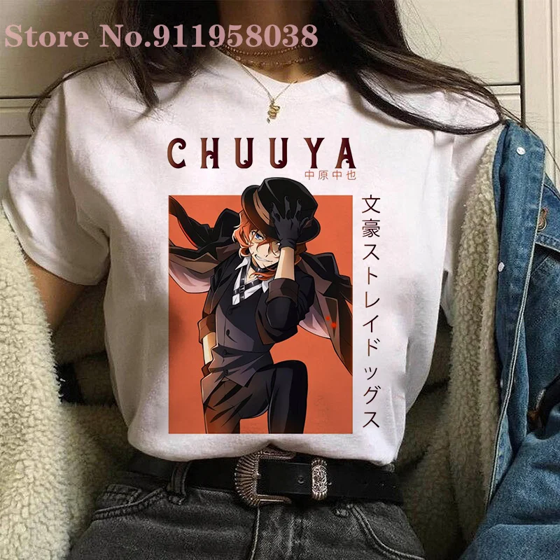 

Chuuya Nakahara Harajuku Anime T Shirt Bungo Stray Dogs t shirt Fashion o-neck short-sleeved Harajuku casual women/man T-Shirts