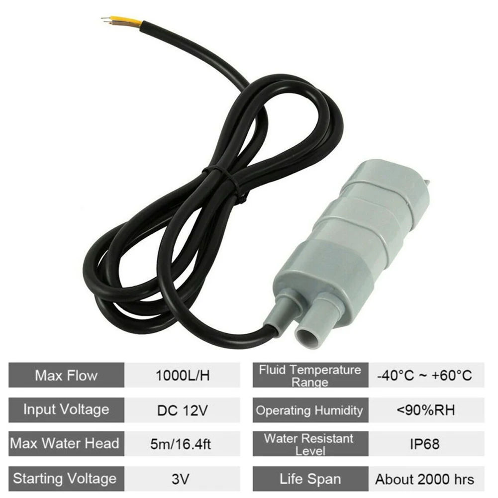 Погружной водяной насос 12 В 1000 л/ч 5 м|Насосы| |