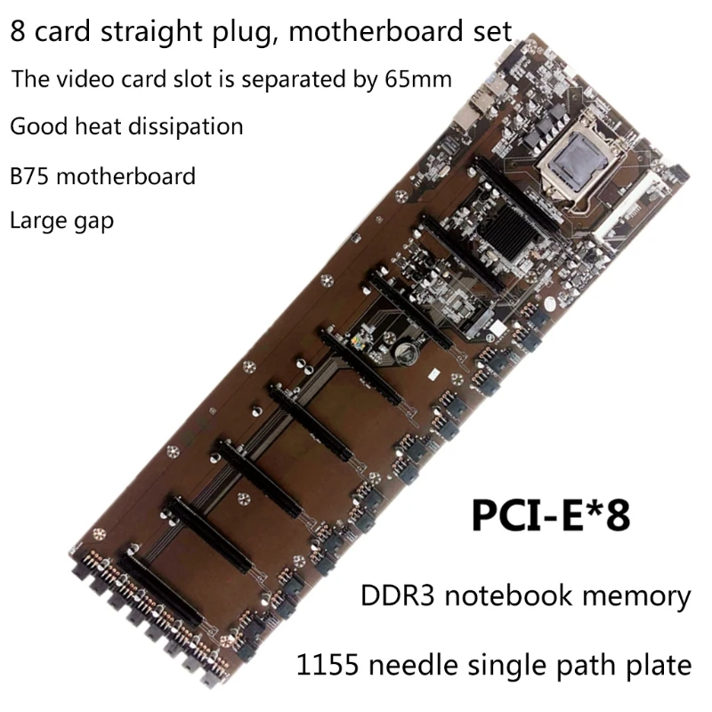Фото 2022 новая майнинговая материнская плата для настольного компьютера BTC Φ 8PCI-E B75 LGA 1155 DDR3 16G SATA3 USB3.0 BTC №4