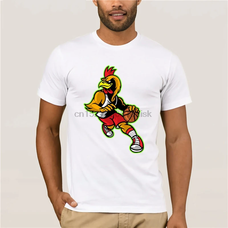 2019 latest popular mens casual T shirt Rooster Basketball Fun Mens Print Casual 100% Cotton Shirt Popular| |