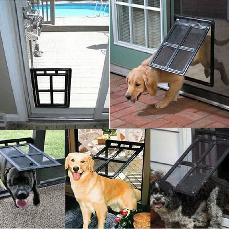 plastic pet door for screen door protector dog sliding screen doggy door with flap automatic close lockable cat door screen gate free global shipping